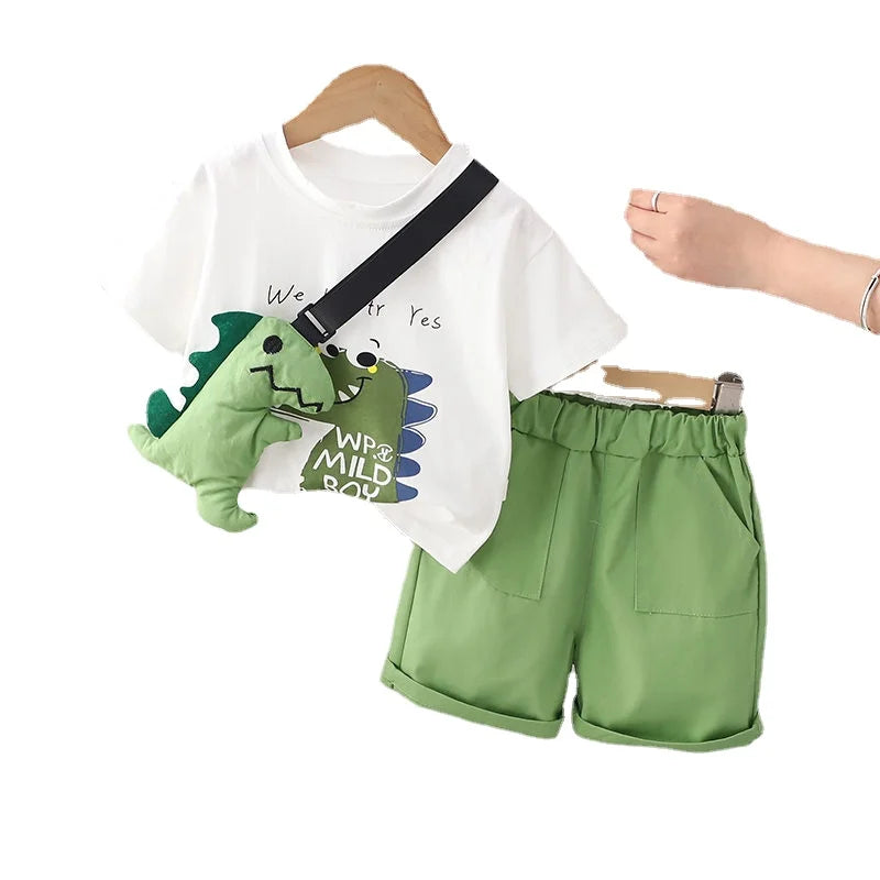 Kids "Big Dinosaur" Short Sleeve Tops & Pants Set