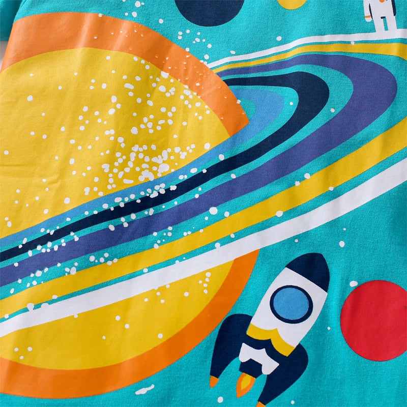 Boys Universe-Astronaut-Planets Printed T-Shirt