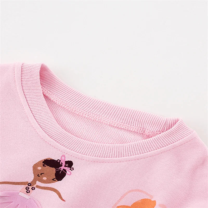 Jumping Meters New Arrival 2-7T Fairy Applique Baby Clothes Hot Selling Girls Sweatshirts Toddler Costume Hooded Shirts