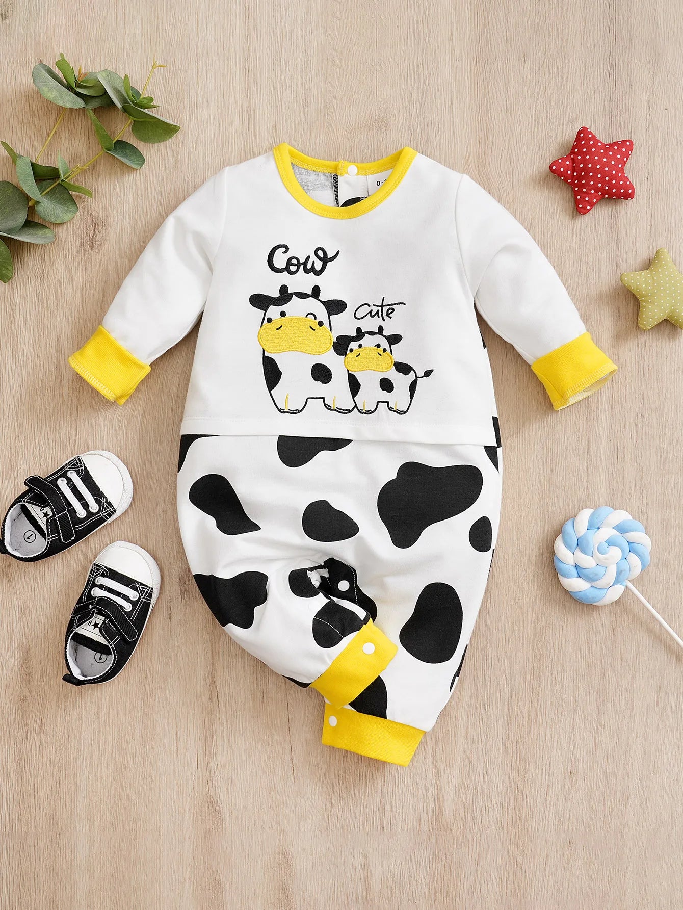 Cotton Cow Baby Romper - Long Sleeve Unisex Bodysuit