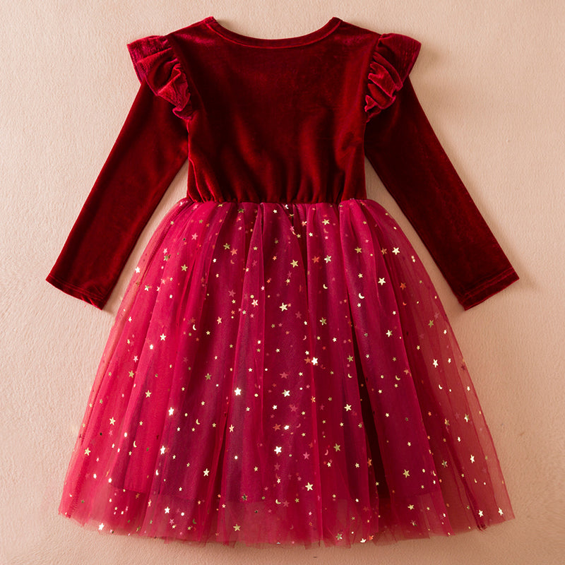 Long Sleeve Sequin Princess Mesh Dress