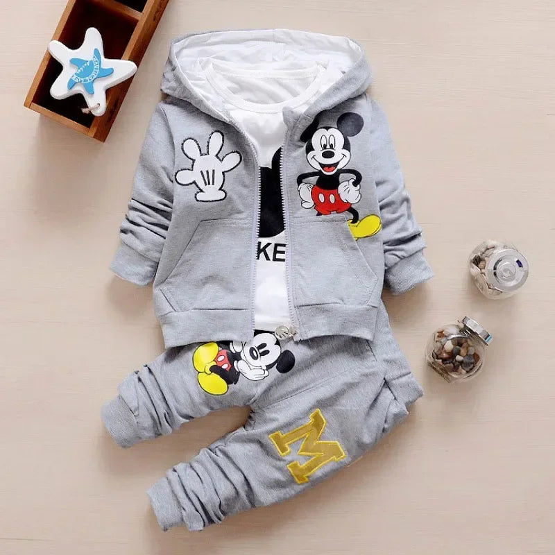 Mickey Mouse 3PCs Set: Hooded Coat & T-Shirt & Pants