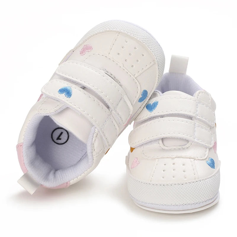 Heart-shaped Baby Sneakers: Soft Sole First Walker Shoes