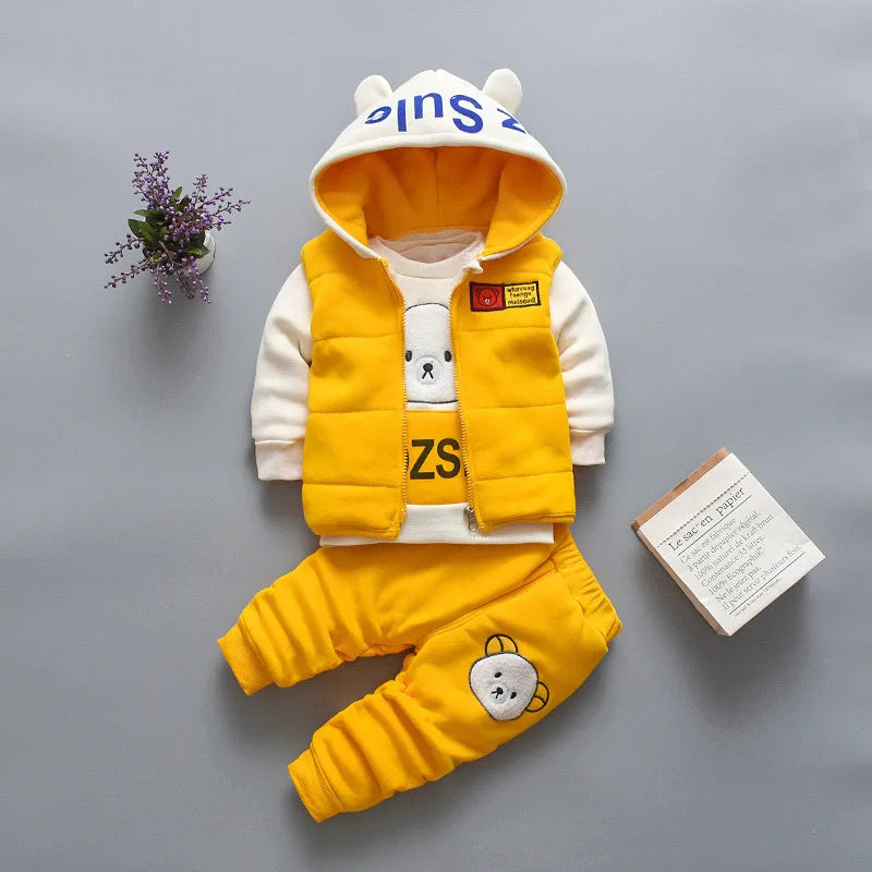 3-Piece Hooded Vest, T-Shirt & Pants Tracksuit Set