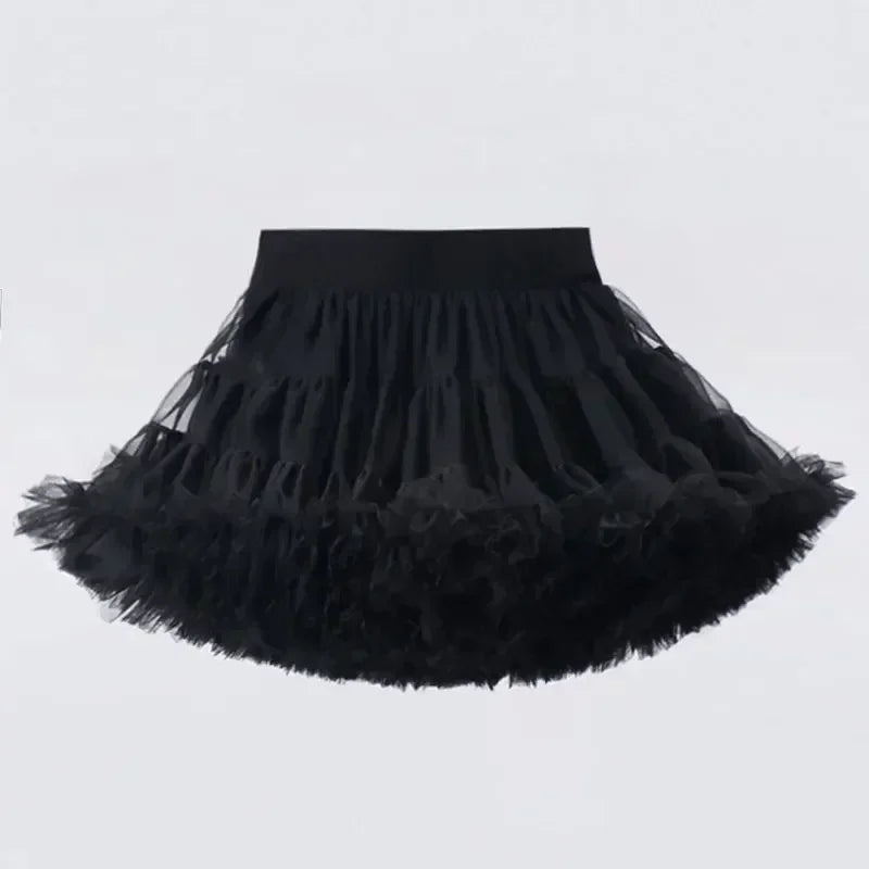 Girls Fluffy Chiffon Solid Color Pettiskirt