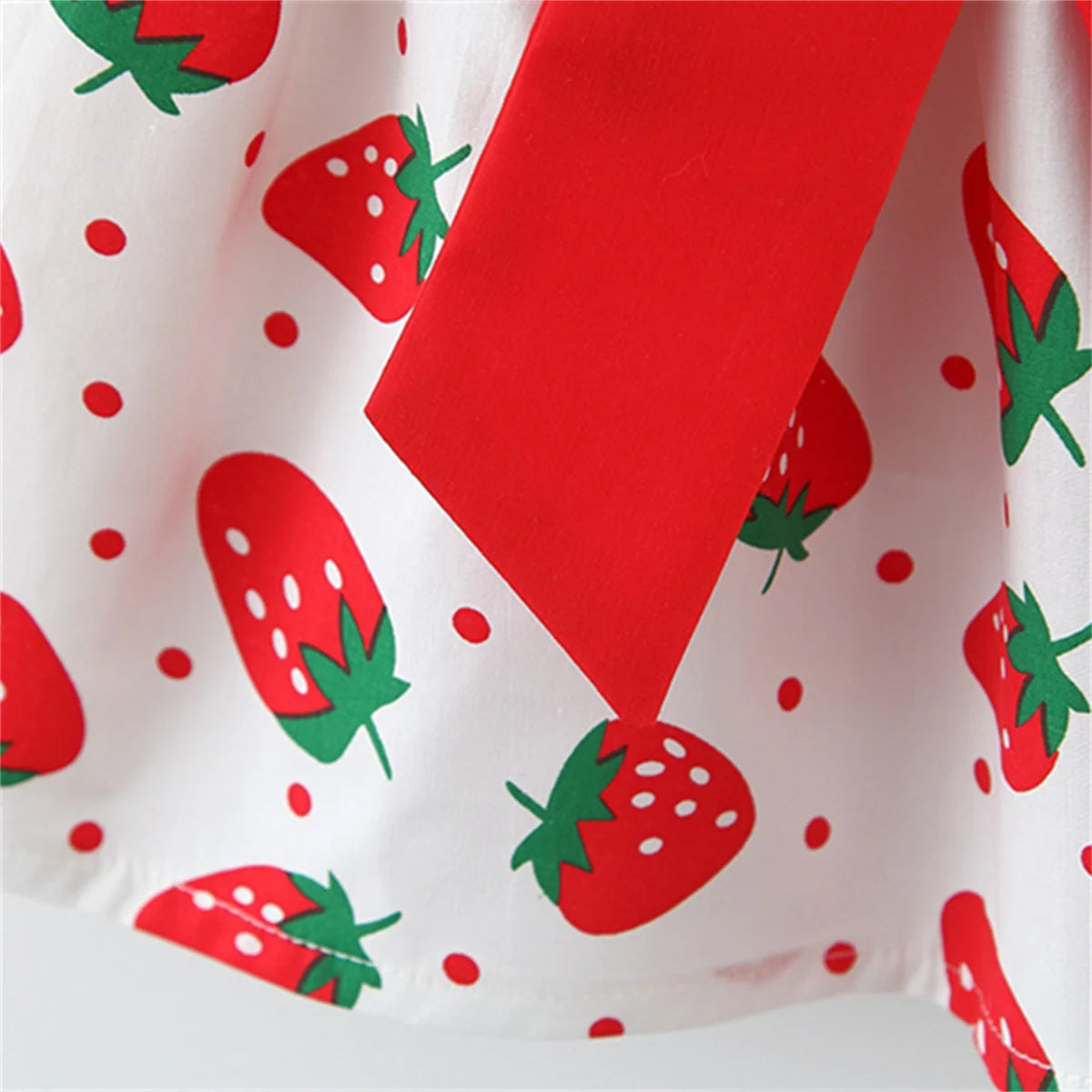 Summer Strawberry Dot Dress with Bow 2PCs