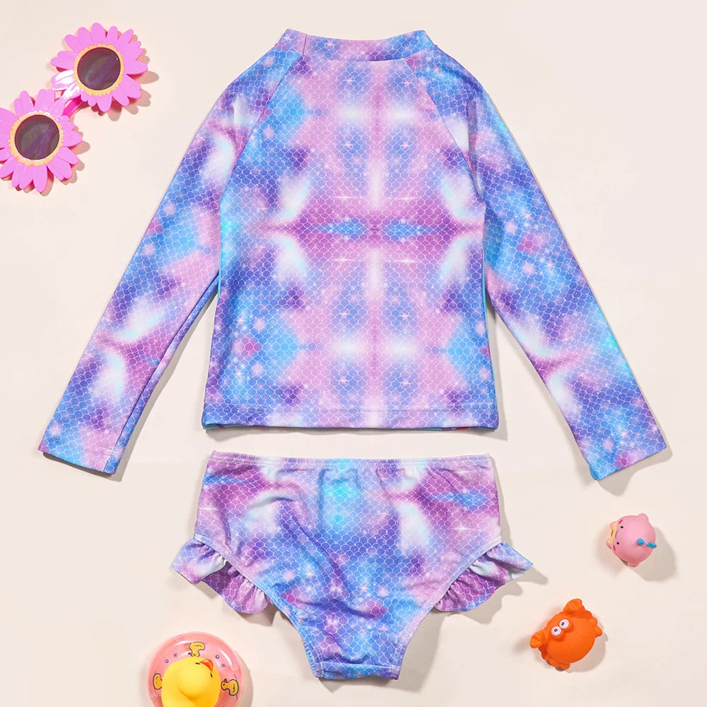 Toddler Girl Mermaid Long Sleeve Swimsuit