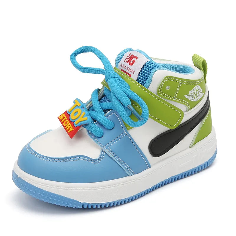 Children's sports shoes 2023 spring boys' leisure board shoes high top non-slip girls' basketball shoes soft soled baby shoes