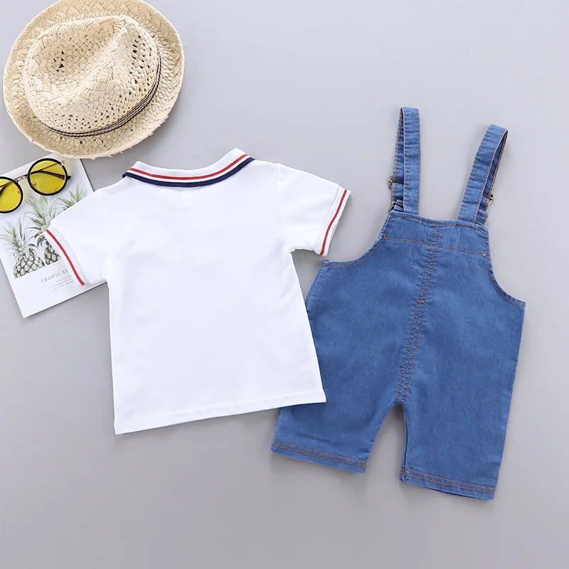 Boys Pure Cotton T-Shirt Overalls 2Pcs/Sets