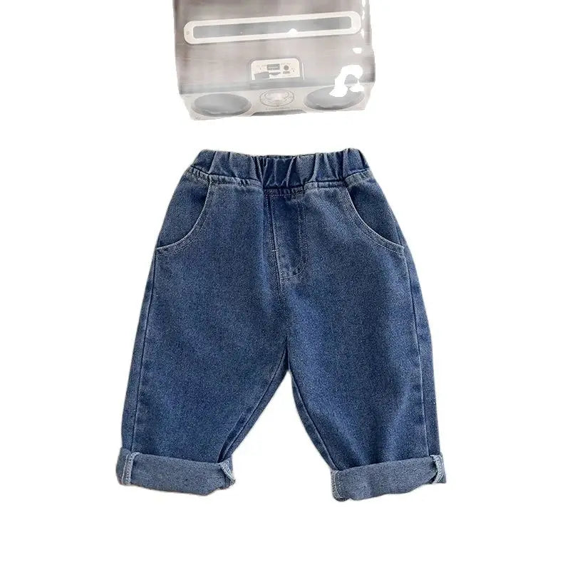 MILANCEL Solid Baby Jeans Casual Denim Pants for Boys, Fashion Trousers for Girls