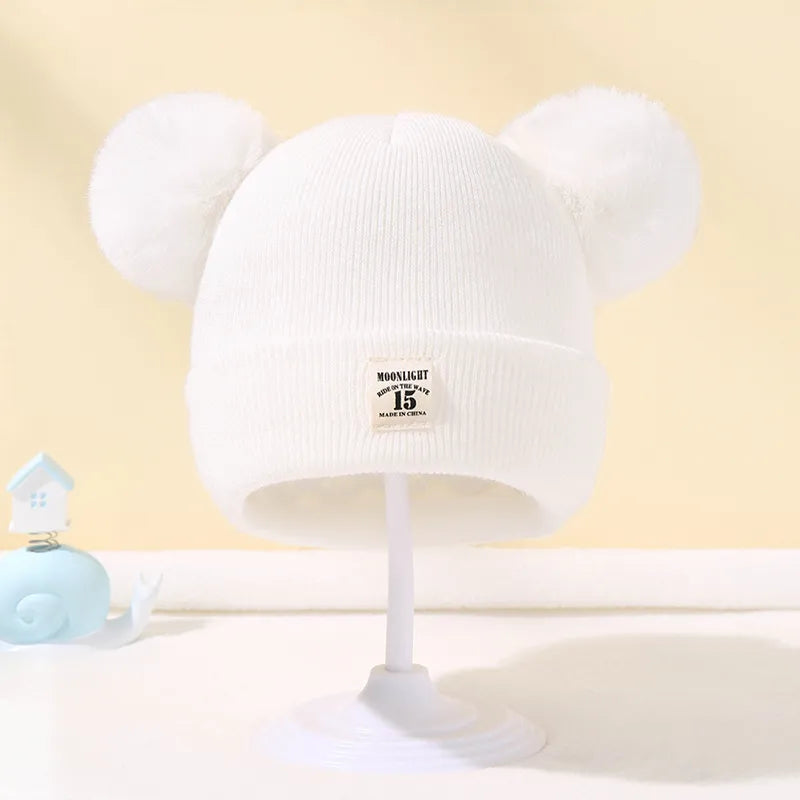 Winter Children Warm Baby Knitted Hats With Pom Pom Kids Knit Beanie Hats Solid Color Children's Hat For Boys Girls Accessories