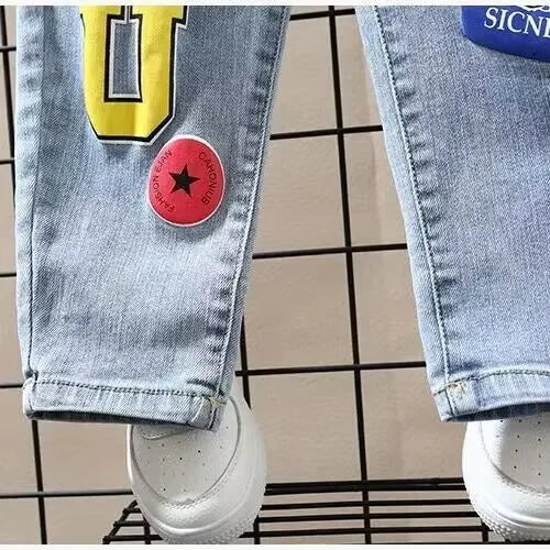 Children's Elastic Waist Jeans Trousers