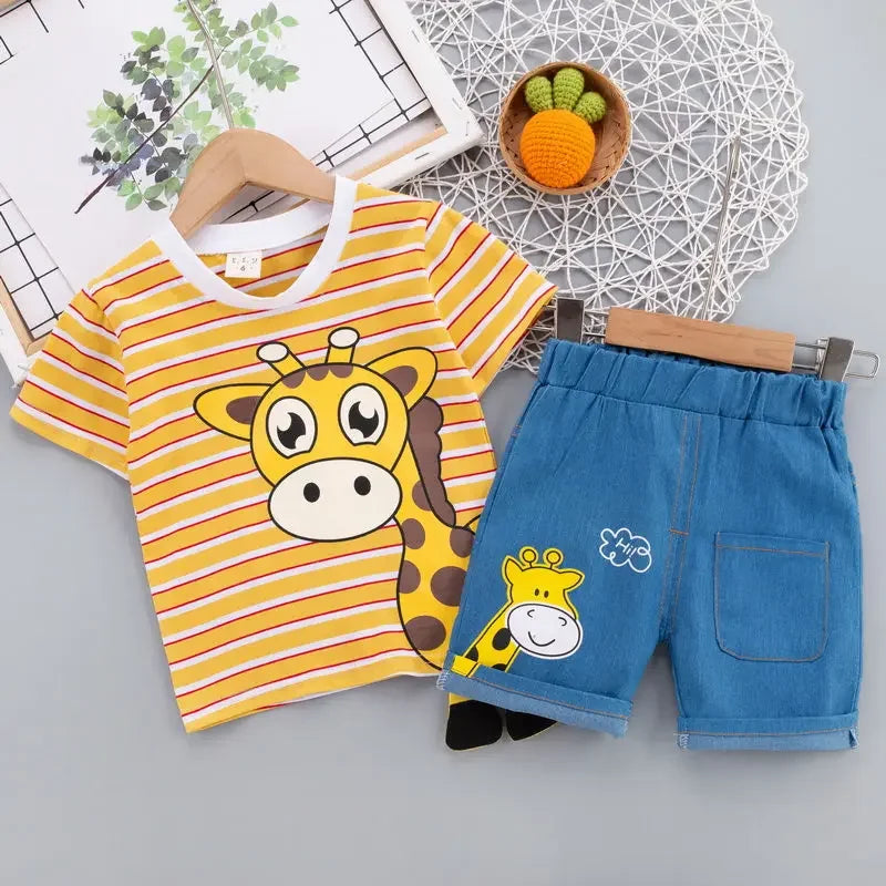 Cartoon Printed Kids T-Shirt & Shorts Set