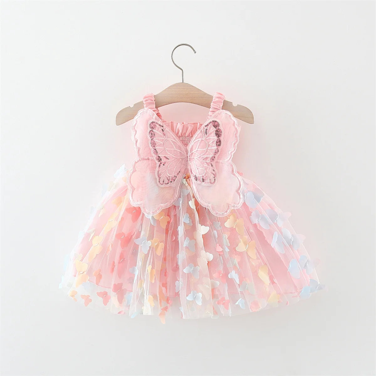 Fairy Strap Embroidered Butterfly Mesh Dress