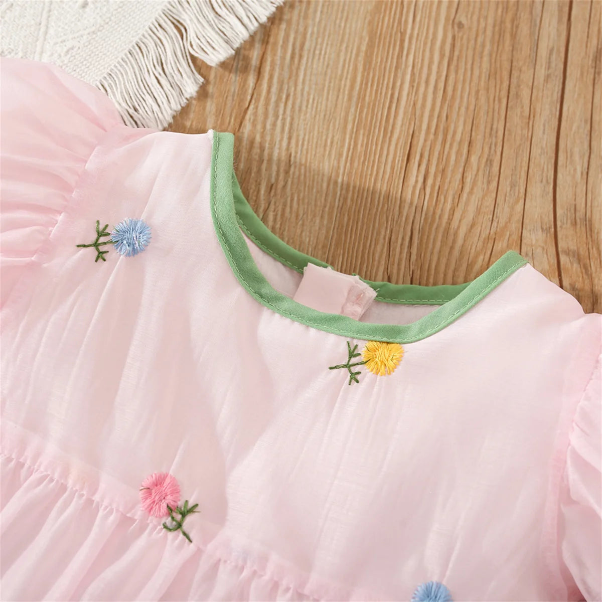 Princess Flower Embroidery Short Sleeve Dress