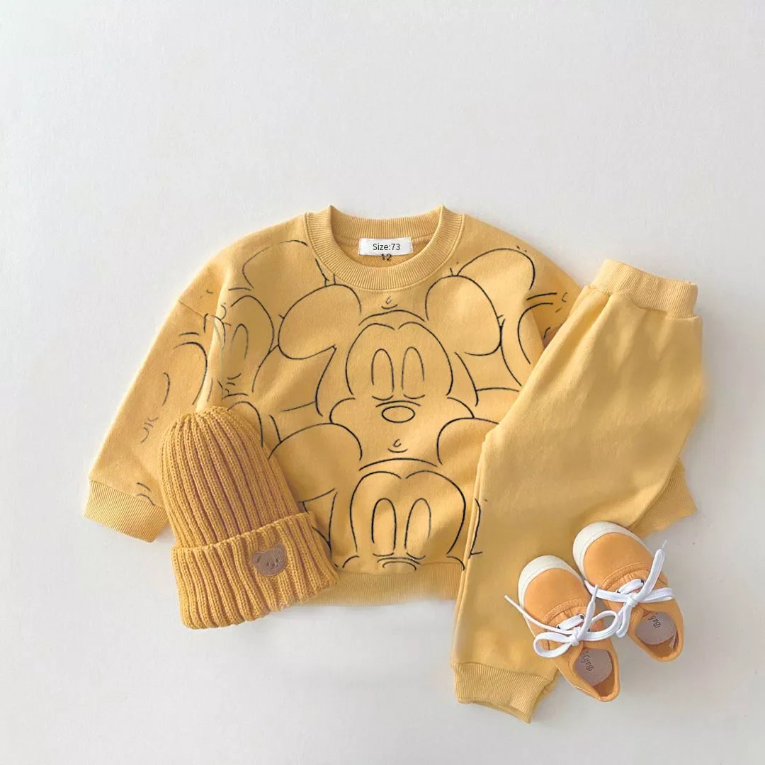 Mickey & Minnie Cotton 2PCs Set: Top & Sweatpant