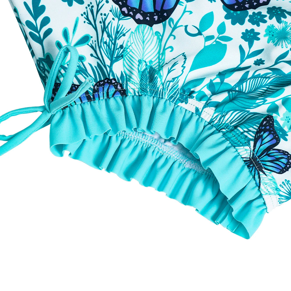 One-Piece Long Sleeve Butterfly Design Swimsuit