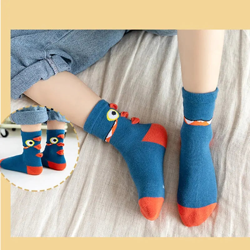 5 Pairs Kids' Cotton Socks: Breathable, Sweat-Absorbing (Autumn/Winter)