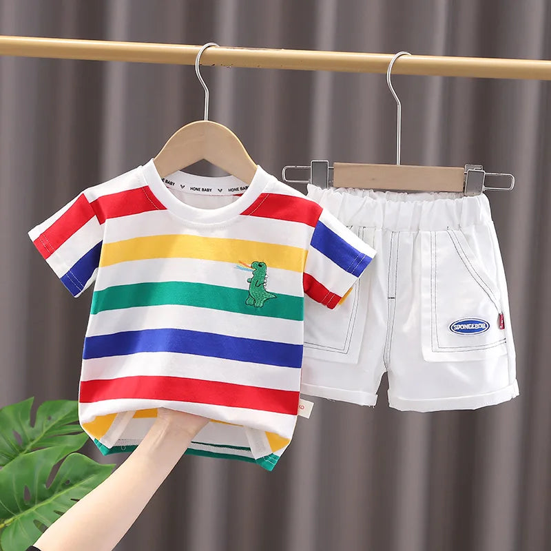 Toddler Baby Dinosaur Printed T-shirt+Shorts+Bag Set