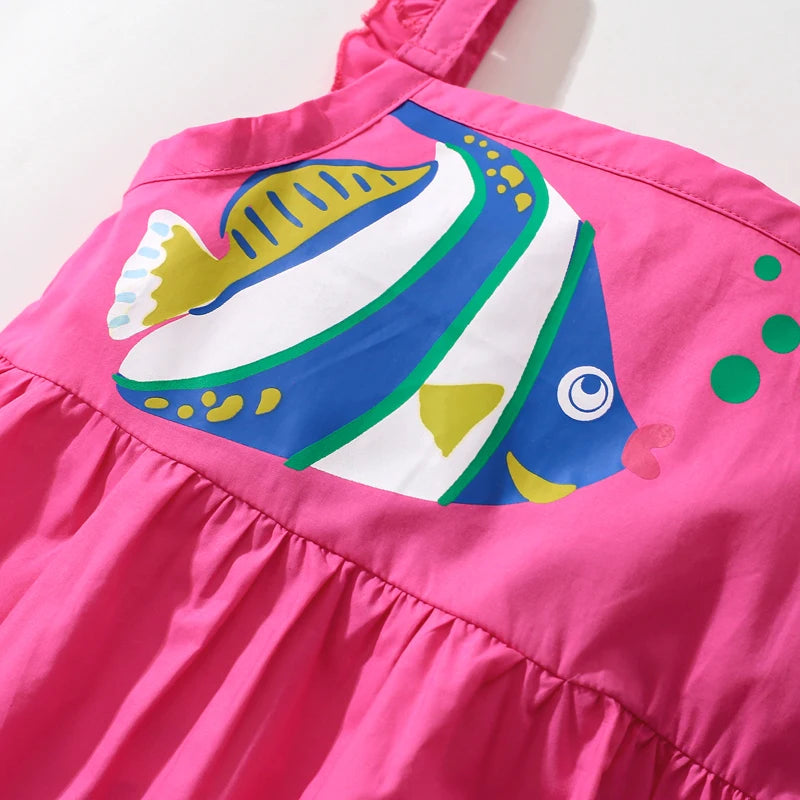 Girls Sleeveless Fish Prints Dress