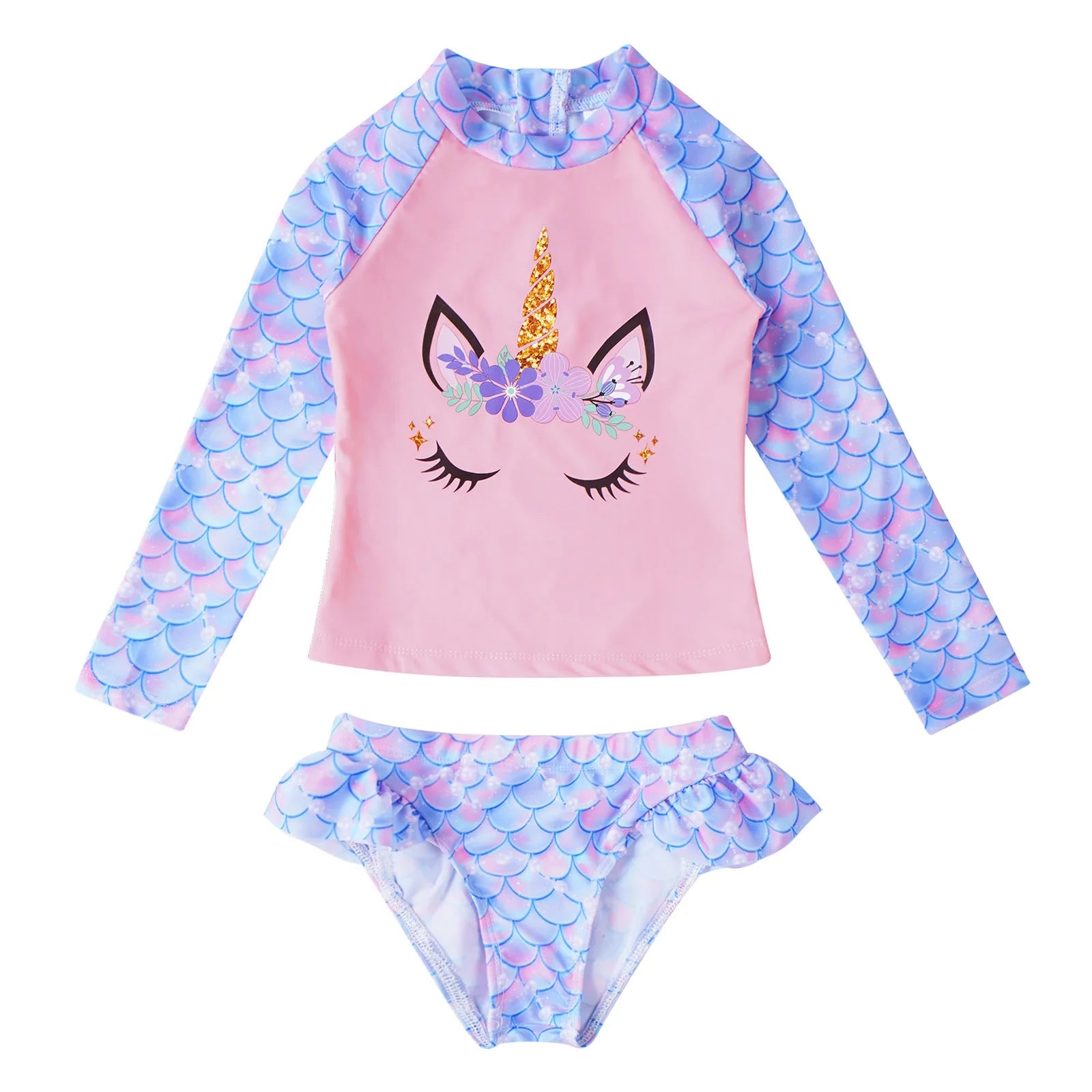 Girls 2Pcs Mermaid Swimwear Set