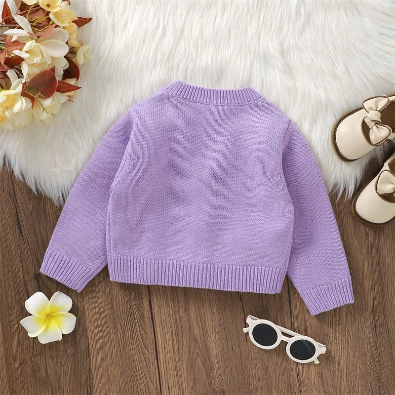 Flower Knit Baby Cardigan Sweater