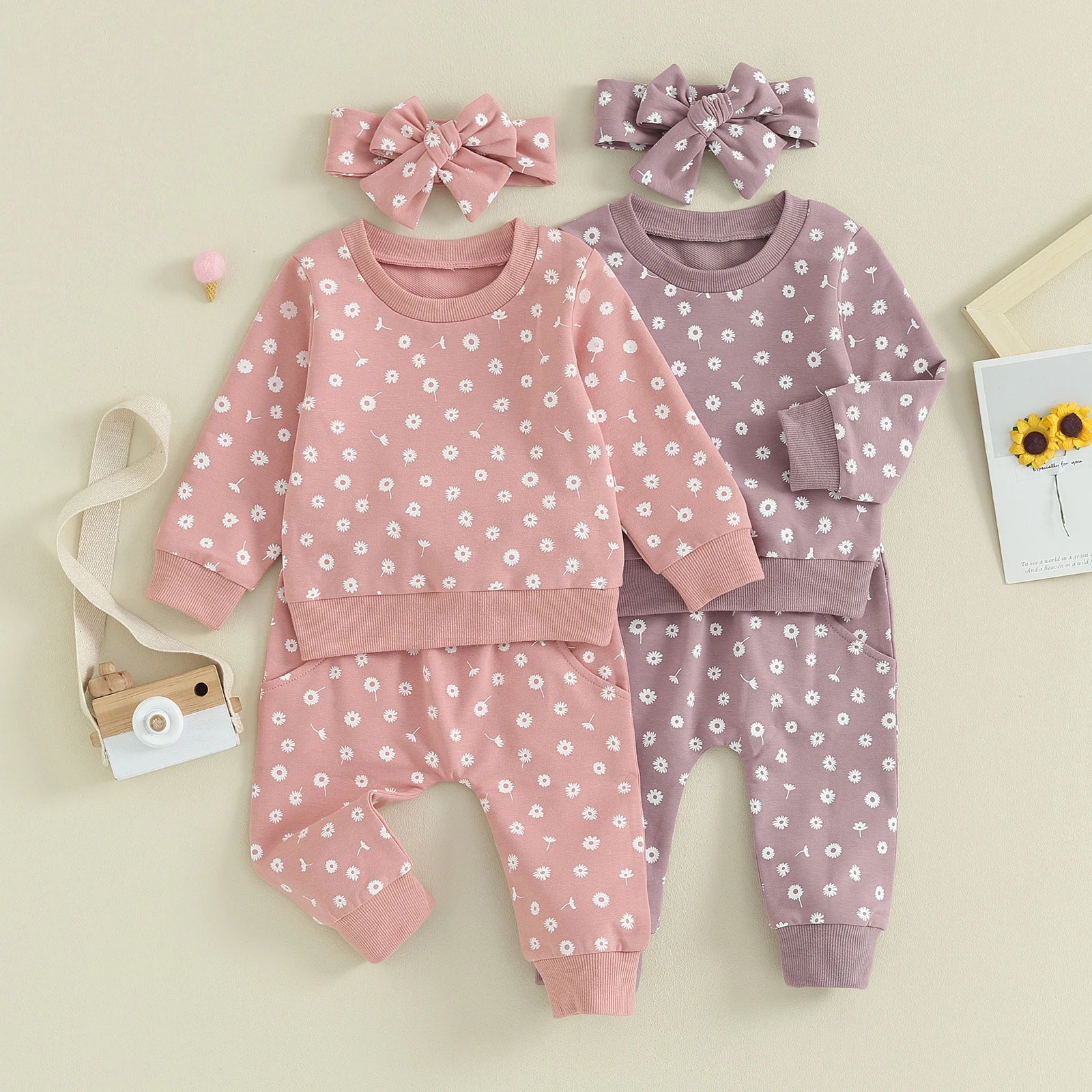 Floral Print Baby Girls Long Sleeve 2Pcs Set