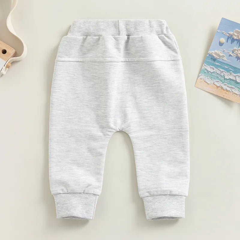 Baby Boys Sweatpant Elastic Waist Drawstring Solid Spring Fall Jogger Trousers with Pockets for Casual Daily