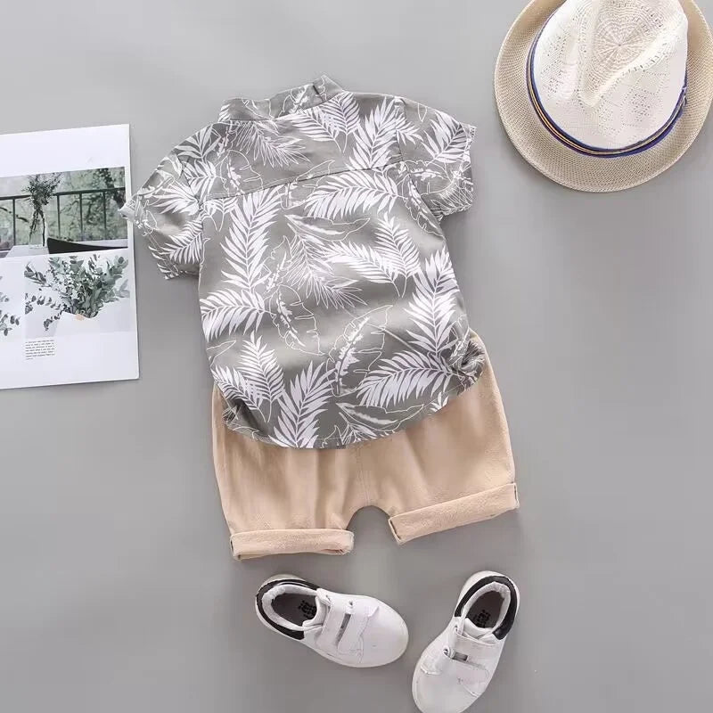 2Pcs Baby Pure Cotton Shirt with Shorts