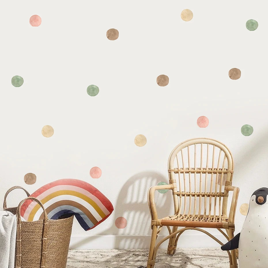 Cartoon Colorful Polka Dots Children Wall Stickers Removable Nursery Wall Decals Poster Print Kids Bedroom Interior Home Decor