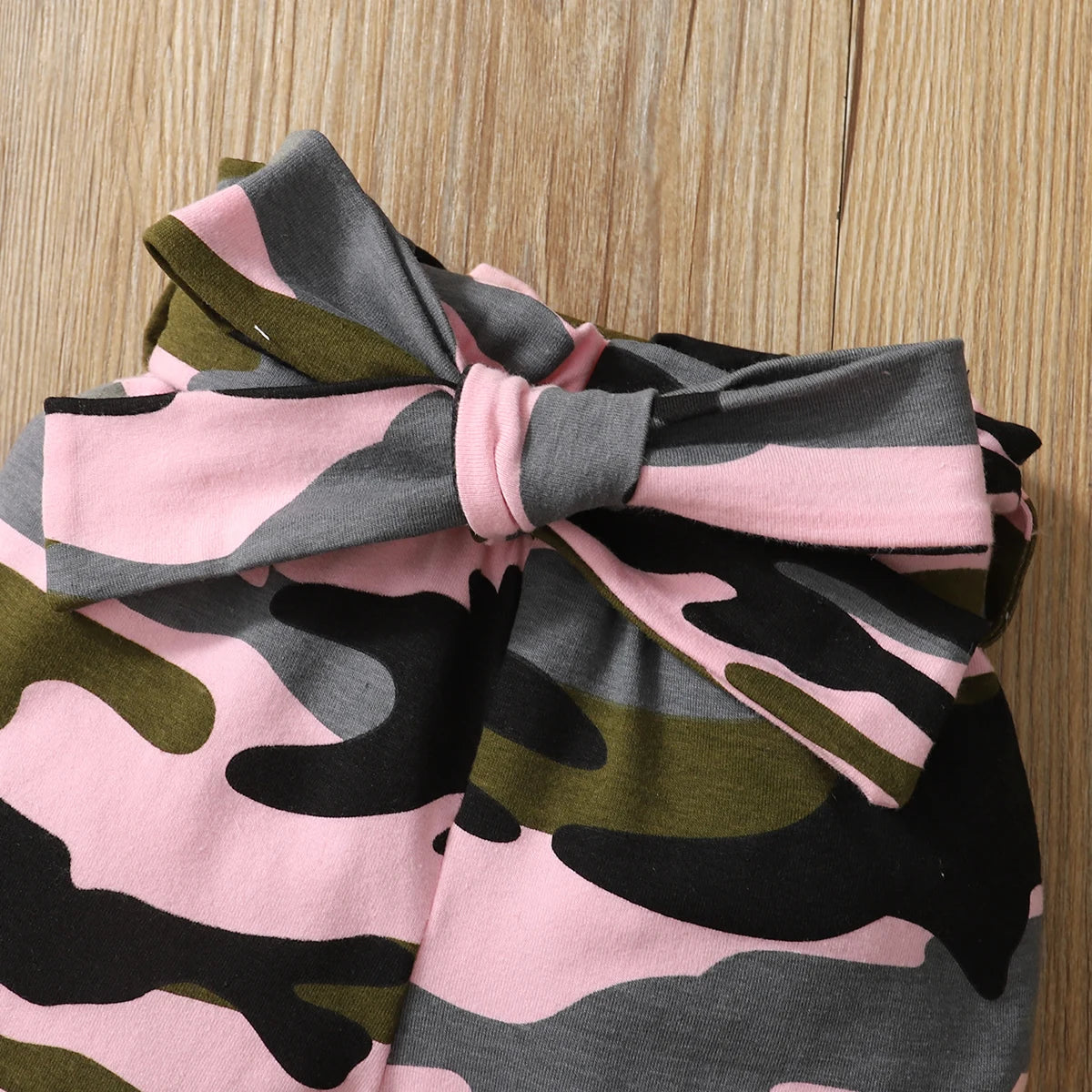 3PCs Long Sleeve Bodysuit & Camouflage Pants & Headband