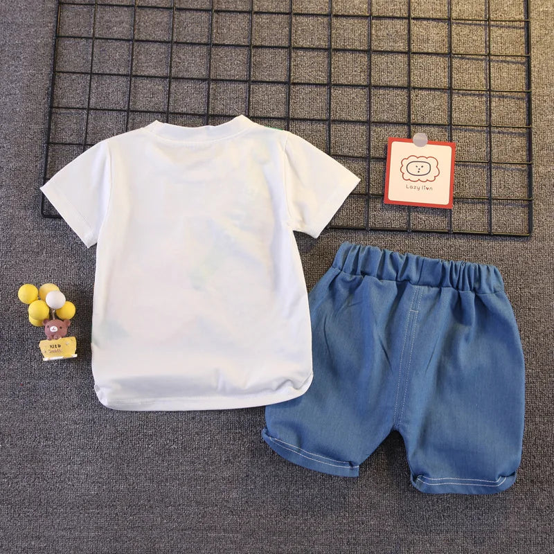 Summer Cartoon Bear Baby Boys Clothing Set