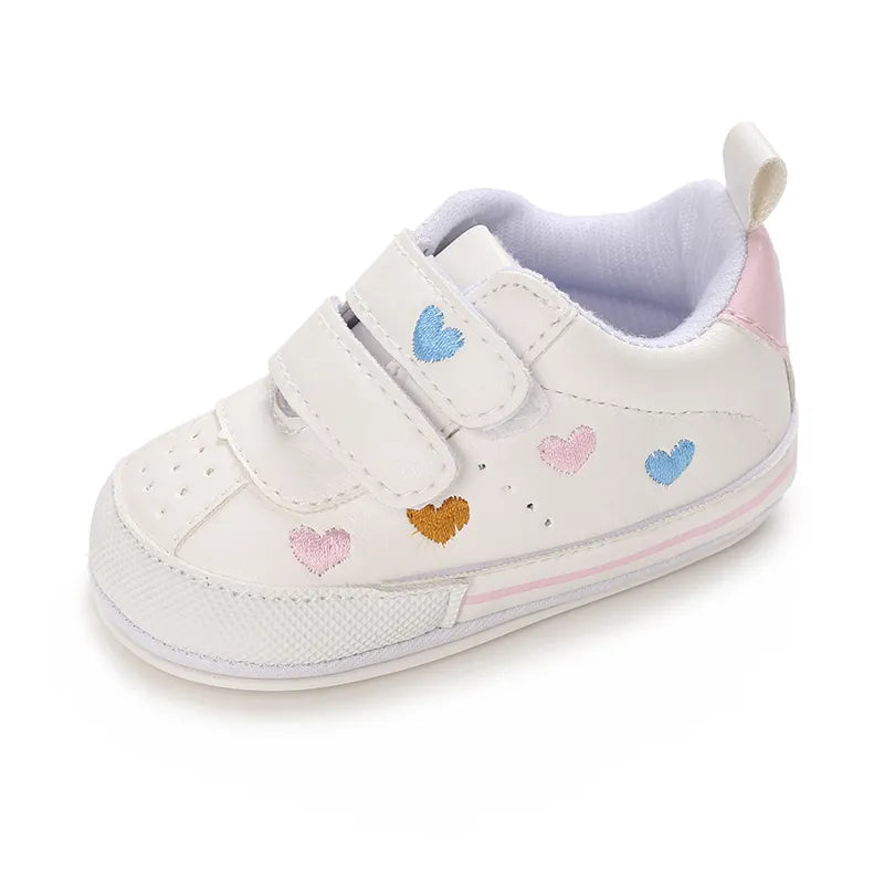 Heart-shaped Baby Sneakers: Soft Sole First Walker Shoes