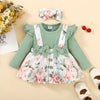 2-Piece Baby Girl Floral Romper Dress & Headband Set