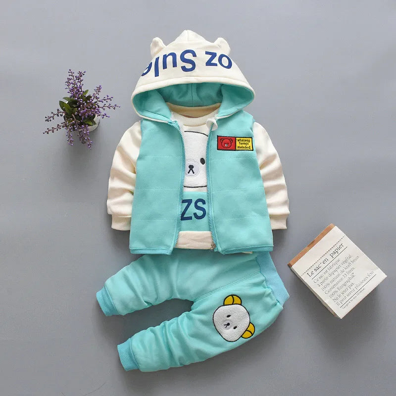 3-Piece Hooded Vest, T-Shirt & Pants Tracksuit Set