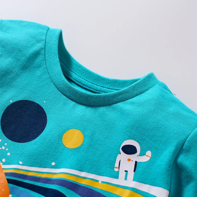 Boys Universe-Astronaut-Planets Printed T-Shirt