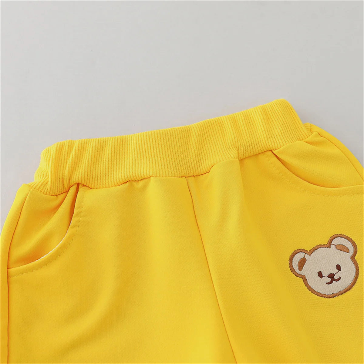 Simple Little Bear Head Round Neck Long Sleeve Top and Pants