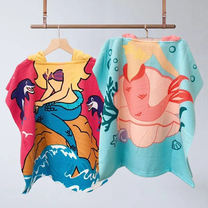 Cartoon Print Hooded Children's Bath Towel