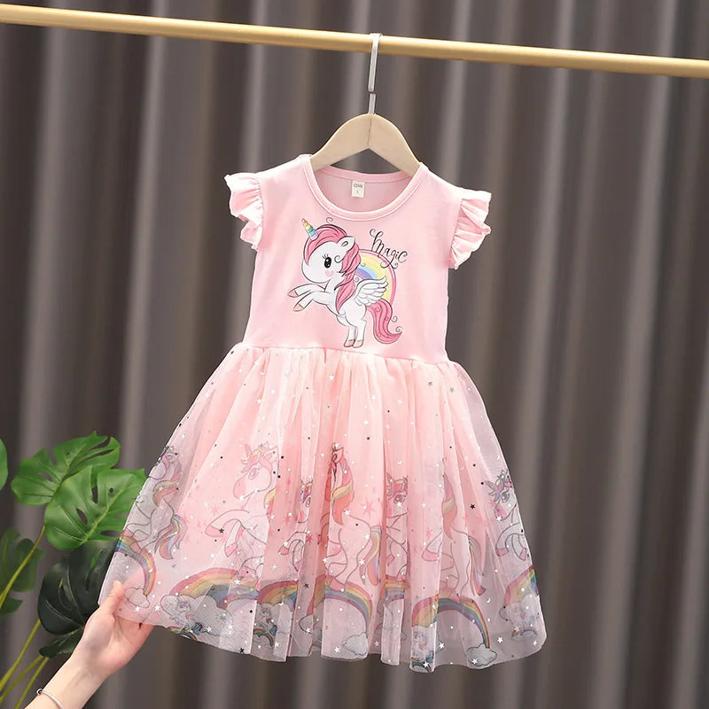 Princess Short Sleeve Unicorn Cotton Dress