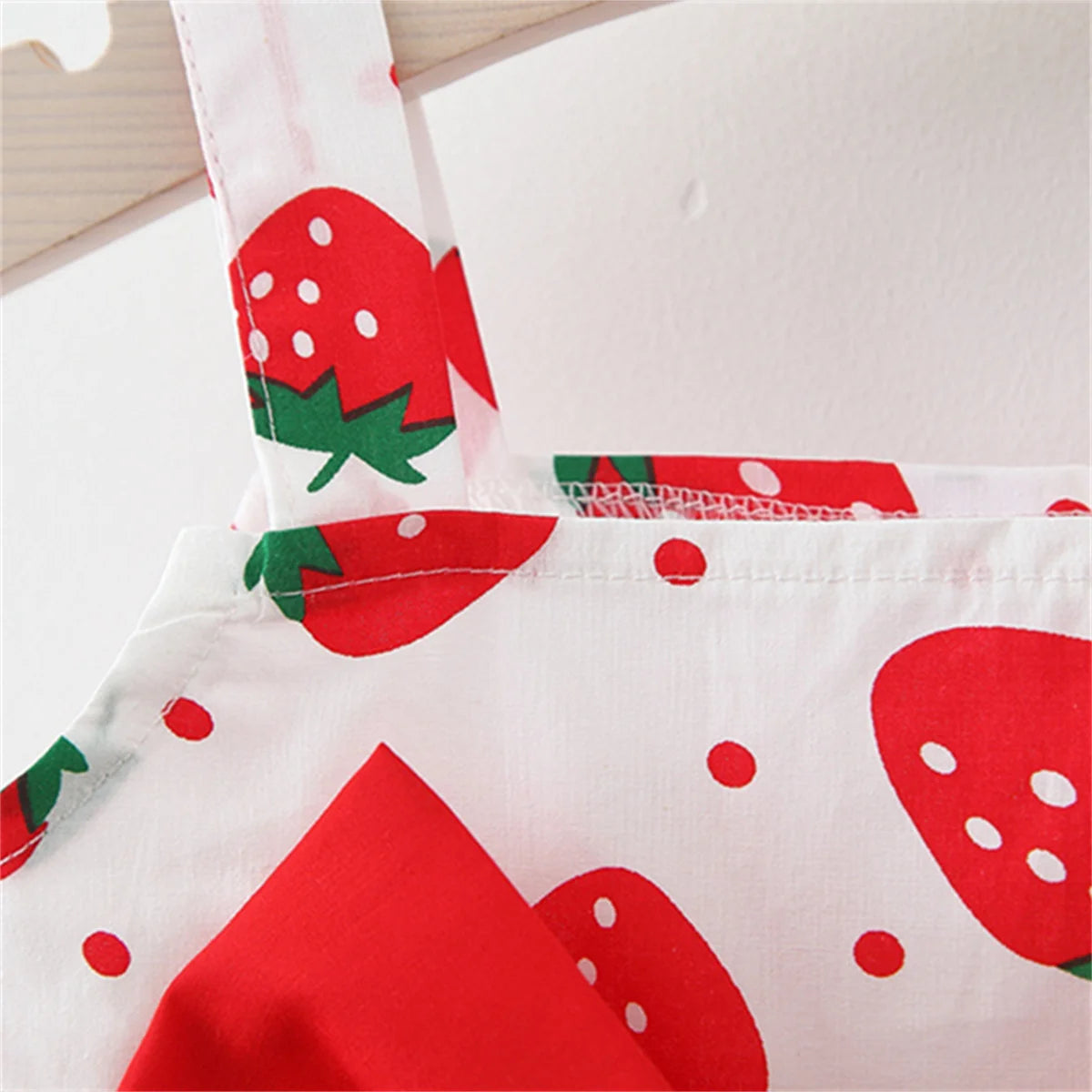 Summer Strawberry Dot Dress with Bow 2PCs