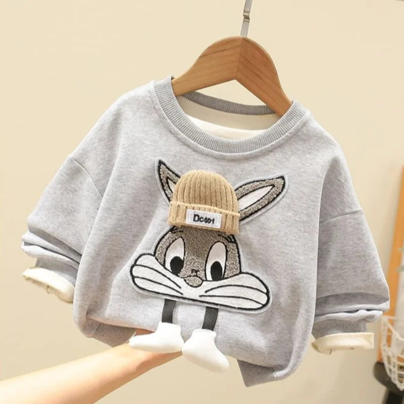 2PCs Cartoon Printed Sweatshirt and Pants Set for Boys & Girls