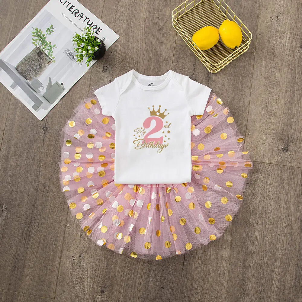 Baby Girl Birthday Party Dress Pink Tutu Cake Dresses