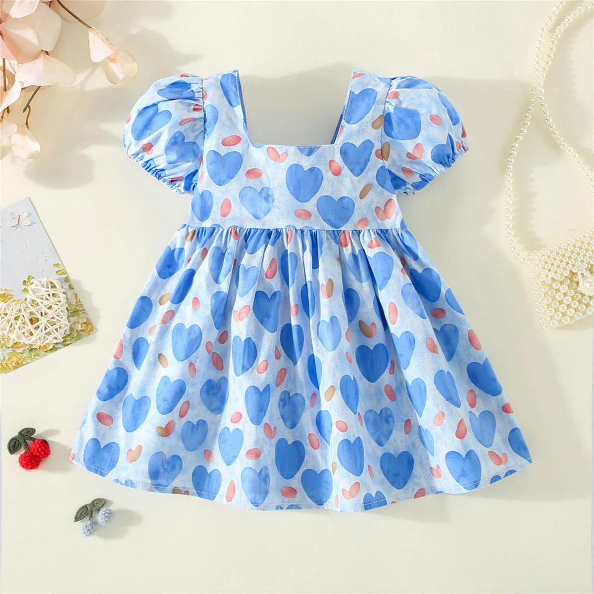 Girls Short Sleeve Knee Length Dress