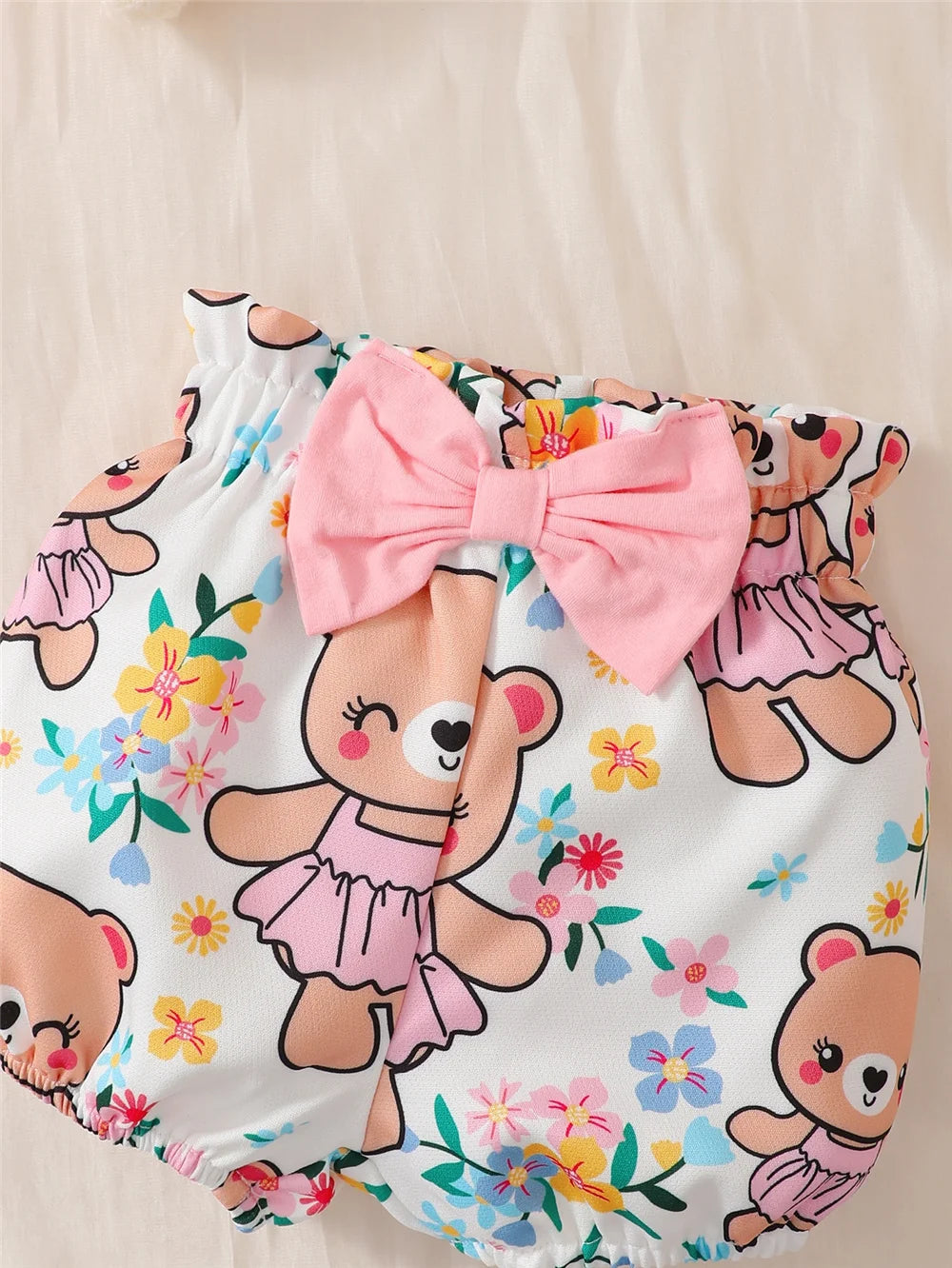 Cute Cartoon Bear 3PCS Baby Girl Outfit