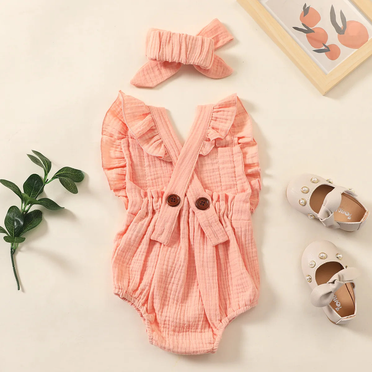 Cotton Muslin Romper & Headband