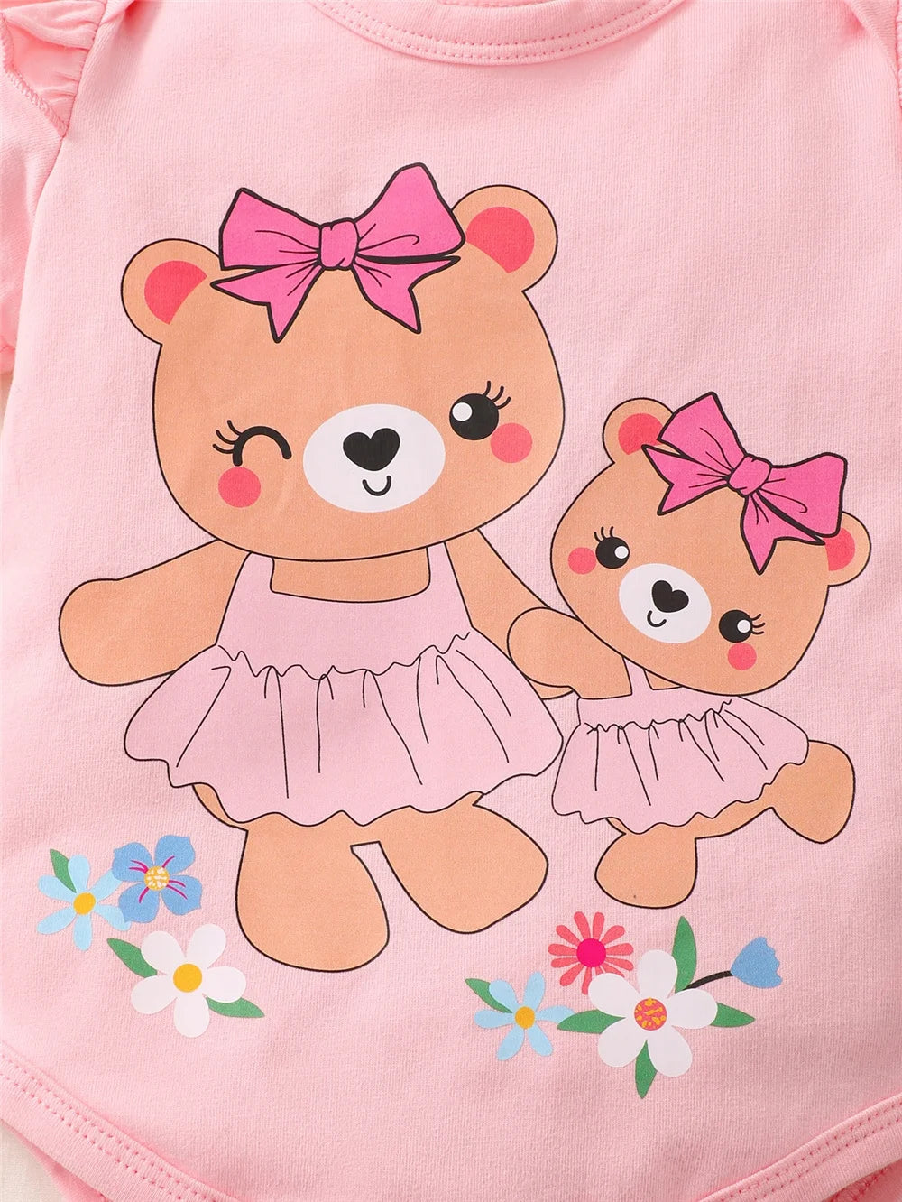 Cute Cartoon Bear 3PCS Baby Girl Outfit