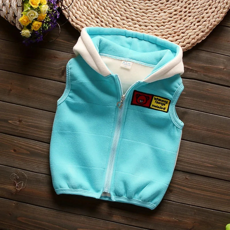 3 PCs Warm Tracksuit Set: Hooded Vest + Pants + Sweatshirt