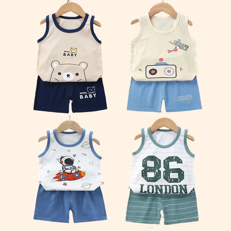 Kids' Summer 2PCs Set: Sleeveless Vest & Short