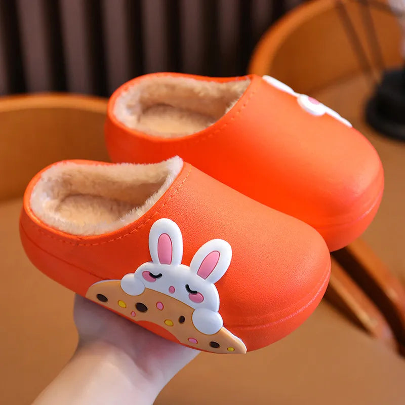 Winter Kids Shoes Cartoon Cute Slippers Warm Waterproof Non-slip Girl Home Indoors Slippers Boy Baby Parent-Child Cotton Shoes