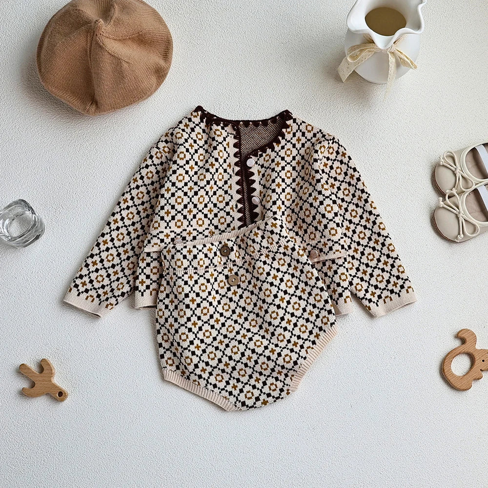 Cozy Chic: Knit Cardigan & Shorts Set for Baby Girls